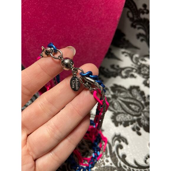 By Alexa Rae (BAR) layered pink/blue/silver chunky chains necklace - Picture 4 of 5